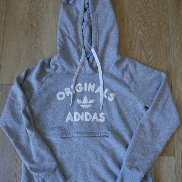 Adidas Originals Trefoil Hoodie Gray Pullover Sweatshirt Size M - Picture 1 of 5